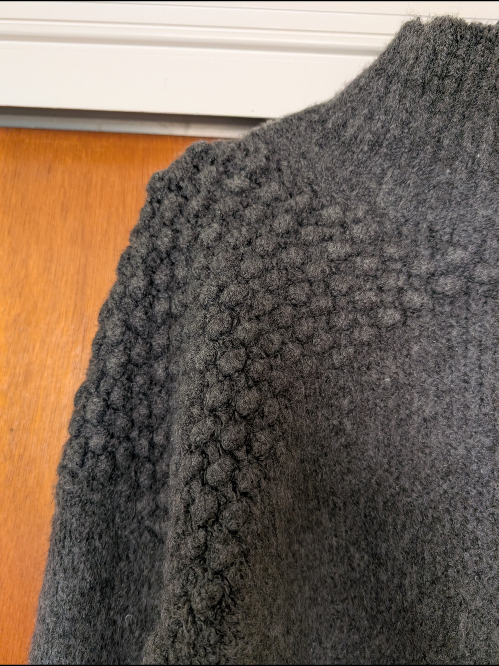 Free People Charcoal Gray Textured Mock Neck Sweater Cozy - Picture 3 of 11